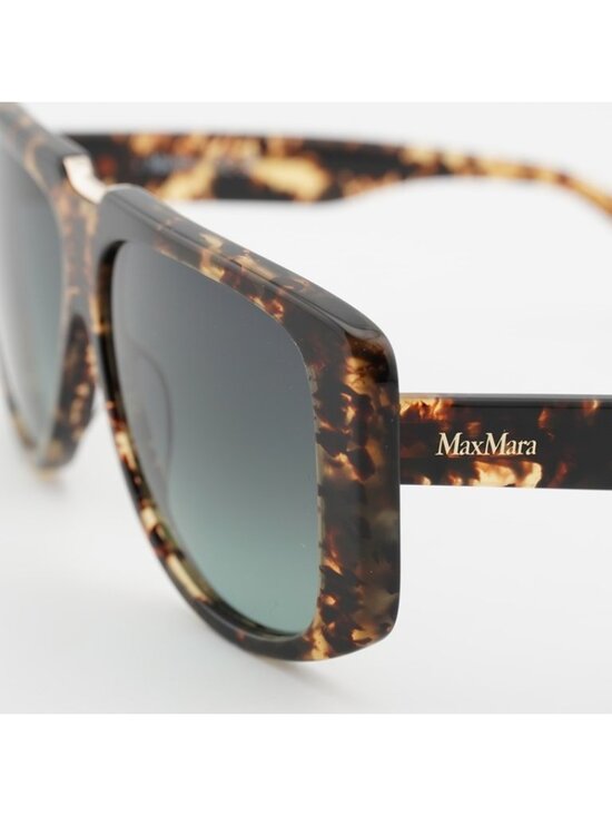 Max Mara SPARK1 MM0075 52P Sunglasses Havana Shield Frame, Green Lenses